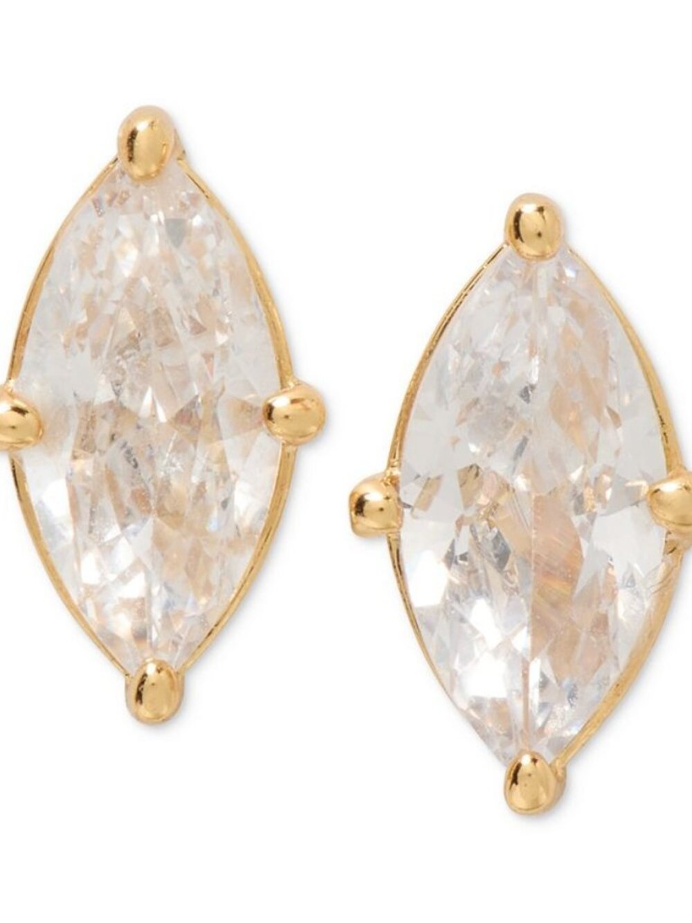 NWT Small Kate Spade Signature Solitaire Stud Earrings Clear Crystal Gold New